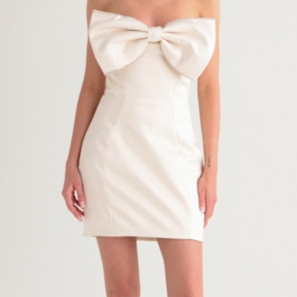 House Of CB | Ariella Bow Satin Mini Dress